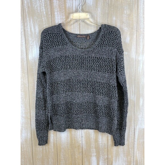525 America Metallic Gray Long Sleeve Open Knit Sweater Womens Size Medium - Picture 2 of 6